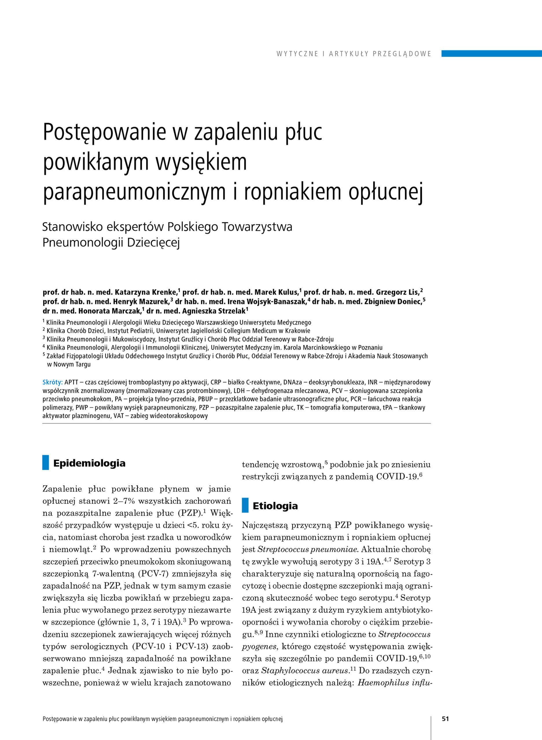 Postepowanie w zapaleniu pluc powiklanym wysiekiem scaled Polskie Towarzystwo Pneumonologii Dziecięcej